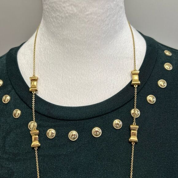 Michael Kors Green Sheath Dress Long Sleeve Crew Neck - Picture 3 of 8